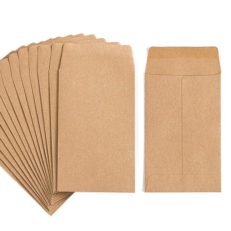 Homtable 100 Pack Small Coin Envelopes Self-Adhesive Kraft Paper Seed Envelopes Mini Parts Small Items Stamps Storage Packets Envelopes for Garden, Office or Wedding Gift(2.25"Ã—3.5") (100) - Image 1